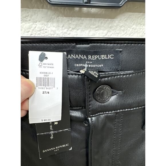 Banana Republic Pants Womens Size 27 Black Faux Leather Cropped Bootcut Jean New - Picture 3 of 4
